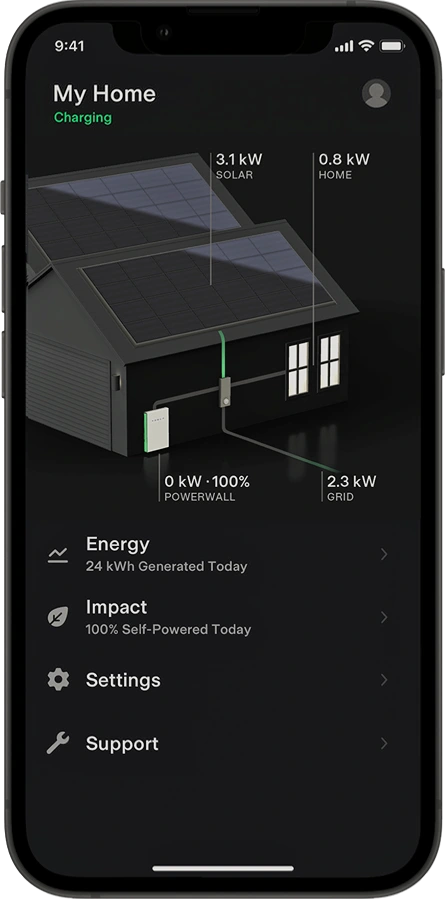 movil con la aplicación de tesla